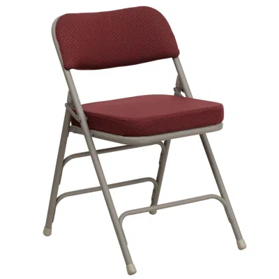 Flash Furniture Hercules Series Premium Curved Triple Braced & Double Hinged Burdy Fabric Metal Folding Chair In Red