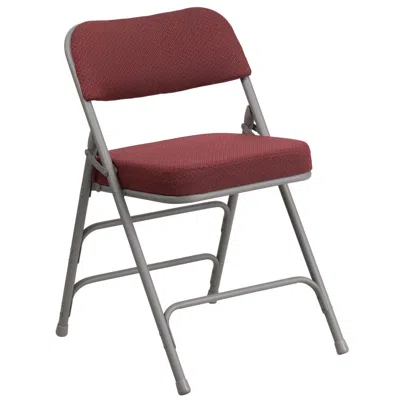 Flash Furniture Hercules Series Premium Curved Triple Braced & Double Hinged In Burdy Fabric Metal Folding Chair In Red