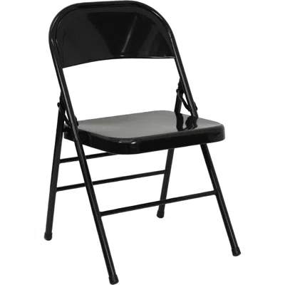 Flash Furniture Hercules Series Triple Braced & Double Hinged Black Metal Folding Chair