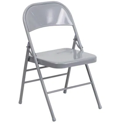 Flash Furniture Hercules Series Triple Braced & Double Hinged Gray Metal Folding Chair