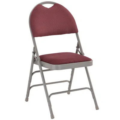Flash Furniture Hercules Series Ultra-premium Triple Braced Burdy Fabric Metal Folding Chair With Easy-carry Handle In Red