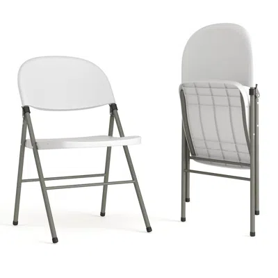 Flash Furniture Hercules Series White Plastic Folding Chairs Set Of 2 Lightweight Folding Chairs With Gray Frame