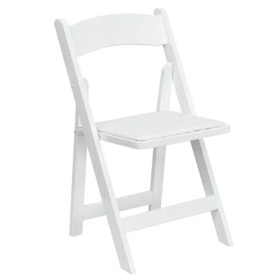 Flash Furniture Hercules Series White Wood Folding Chair With Vinyl Padded Seat