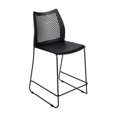 FLASH FURNITURE HERCULES STACK COUNTER STOOL WITH AIR-VENT BACK AND POWDER COATED SLED BASE