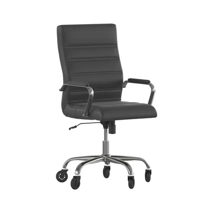 Flash Furniture High Back Black Executive Swivel Office Chair With Chrome Frame, Arms, In Gray