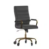 Flash Furniture High Back Black Executive Swivel Office Chair With Gold Frame, Arms, In Black