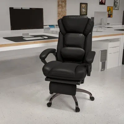 Flash Furniture High Back Black Reclining Swivel With Outer Lumbar Cushion And Arms Ergonomic Executive Chair