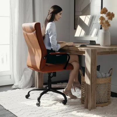 Flash Furniture High Back Brown Executive Swivel Office Chair With Black Frame And Arms