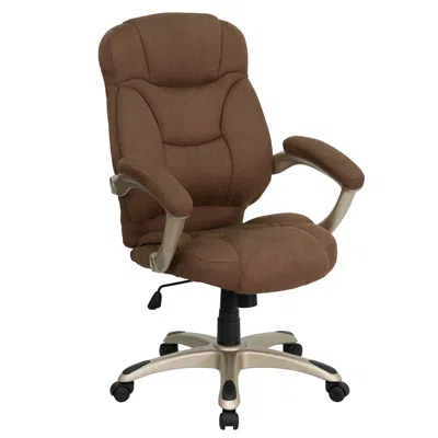 Flash Furniture High Back Brown Microfiber Contemporary Executive Swivel Office Chair With Arms
