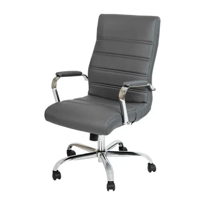 Flash Furniture High Back Gray Executive Swivel Office Chair With Chrome Frame And Arms