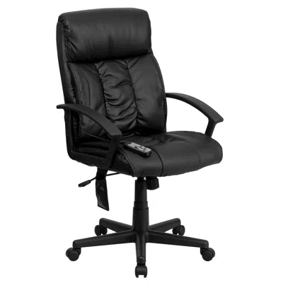 Flash Furniture High Back Massaging Black Executive Swivel Office Chair With Side Remote Pocket