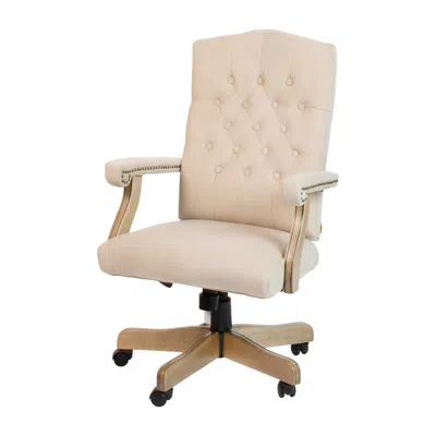 Flash Furniture Ivory Microfiber Classic Executive Swivel Office Chair In Neutral