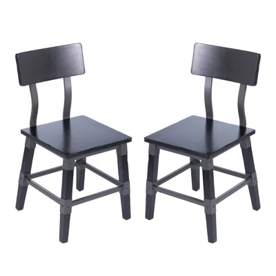 Flash Furniture Jackson 2 Pack Commercial Grade Rustic Black Industrial Wood Dining Chair In Blue