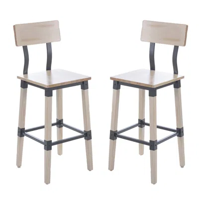 Flash Furniture Jackson 2 Pack Rustic Antique White Industrial Wood Dining Barstool In Neutral