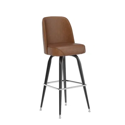 Flash Furniture James Commercial Grade Metal Barstool With Weathered Brown Swivel Bucket Seat