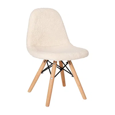 Flash Furniture Kid's Padded Armless Faux Shearling Accent Chair In Off-white In Brown