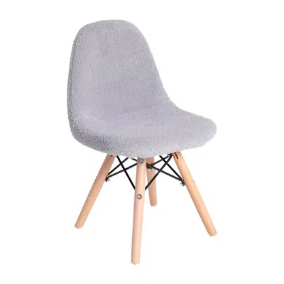 Flash Furniture Kid's Padded Armless Faux Shearling Accent Chair With Beechwood Legs In Gray