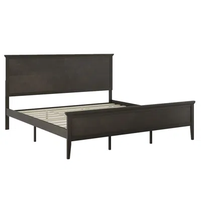 Flash Furniture King Size Solid Wood Platform Bed Frame, Dark Gray In Brown