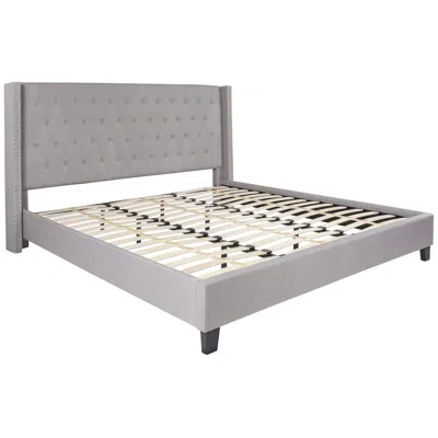 Flash Furniture King Size Tufted Upholstered Platform Bed In Light Gray Fabric