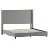 Flash Furniture King Upholstered Platform Bed With Channel Stitched Wingback Headboard, Gray In Gray