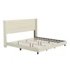 Flash Furniture King Upholstered Platform Bed With Wingback Headboard, Beige Faux Linen In Neutral