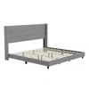 Flash Furniture King Upholstered Platform Bed With Wingback Headboard, Gray Faux Linen In Gray