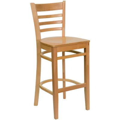 Flash Furniture Ladder Back Natural Wood Restaurant Barstool In Brown