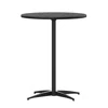 Flash Furniture Lars 24'' Round Wood Cocktail Table With 30'' And 42'' Columns, Black In Black