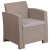 Flash Furniture Light Gray Faux Rattan Chair With All-weather Seneca Light Gray Cushion In Neutral