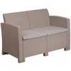 Flash Furniture Light Gray Faux Rattan Loveseat With All-weather Seneca Light Gray Cushions In Neutral