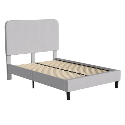 Flash Furniture Light Grey Full Fabric Upholstered Platform Bed - Headboard With Rounded Edges In Gray