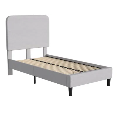 Flash Furniture Light Grey Twin Fabric Upholstered Platform Bed - Headboard With Rounded Edges In Gray