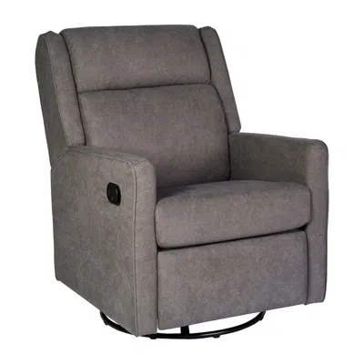Flash Furniture Manual Reclining Glider Swivel Chair, Dark Gray In Brown