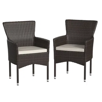 Flash Furniture Maxim Modern Espresso Wicker Patio Armchairs For Deck Or Backyard, Fade And Weather-resistant Frames In Brown
