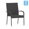 Flash Furniture Maxim Set Of 2 Stackable Indoor/outdoor Wicker Dining Chairs With Arms - Fade & Weather-resistant St In Gray