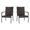 Flash Furniture Maxim Set Of 2 Stackable Indoor/outdoor Wicker Dining Chairs With Arms - Fade & Weather-resistant St In Brown