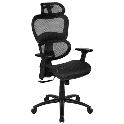 Flash Furniture Mesh Office Chair With 2-to-1 Synchro-tilt, Adjustable Pivot Arms In Black