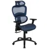 Flash Furniture Mesh Office Chair With 2-to-1 Synchro-tilt, Adjustable Pivot Arms In Blue In Blue