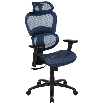 Flash Furniture Mesh Office Chair With 2-to-1 Synchro-tilt, Adjustable Pivot Arms In Blue