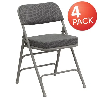 Flash Furniture Metal Folding Chairs With Padded Seats Set Of 4 Gray Metal Folding Chairs