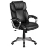 Flash Furniture Mid-back Black Leathersoft Executive Swivel Office Chair With Padded Arms In Black