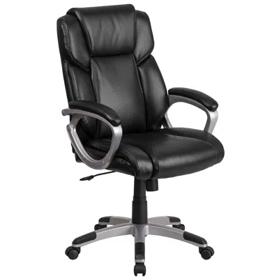 Flash Furniture Mid-back Black Leathersoft Executive Swivel Office Chair With Padded Arms