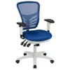 Flash Furniture Mid-back Blue Mesh Multifunction Executive Swivel Office Chair And White Frame In Blue