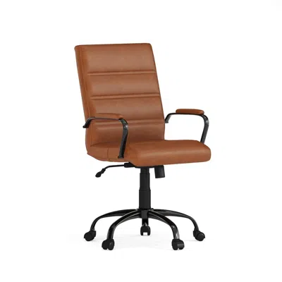 Flash Furniture Mid-back Brown Executive Swivel Office Chair With Black Frame And Arms