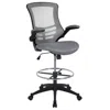 Flash Furniture Mid-back Dark Gray Mesh Drafting Chair With Adjustable Foot Ring In Gray