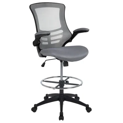 Flash Furniture Mid-back Dark Gray Mesh Drafting Chair With Adjustable Foot Ring