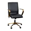 Flash Furniture Mid-back Designer Executive Office Chair With Brushed Gold Base And Arms, Black In Black