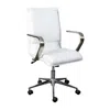 Flash Furniture Mid-back Executive Office Chair With Brushed Chrome Base And Arms, White In White