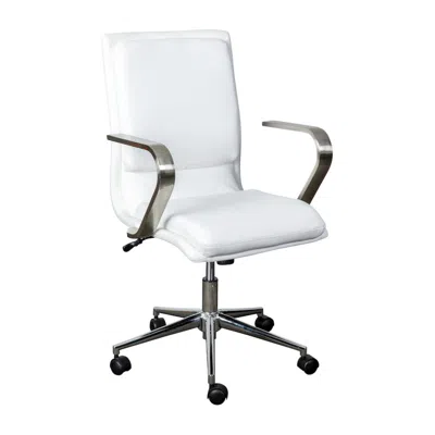 Flash Furniture Mid-back Executive Office Chair With Brushed Chrome Base And Arms, White