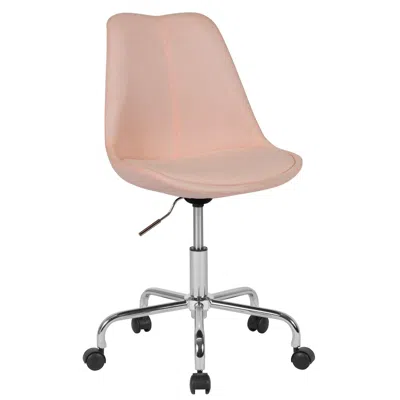 Flash Furniture Mid-back Pink Fabric Task Office Chair With Pneumatic Lift And Chrome Base
